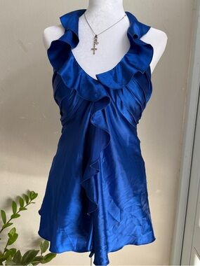 Spense Vibrant Blue Satin Halter Top